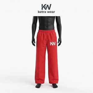 Pantalon large rouge pour homme, taille élastique, décontracté, avec étiquettes personnalisées, de haute qualité et emballage personnalisé gratuit - Product Image 1