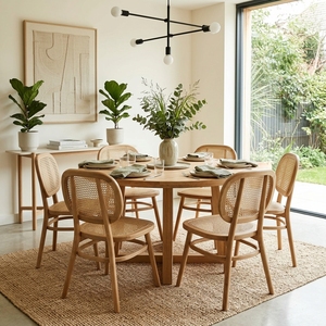 Fauteuil de salon classique en rotin tressé, structure en teck artisanale, fauteuil d'appoint style bistrot français, dossier en cannage naturel - Product Image 6