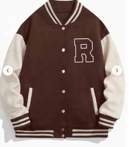 Women Customized Embroidered Brown And Cream Color Block Varsity Jacket With <b>Button</b> Closure Regular Fit Casual Style Autumn Wear - Product Image 2