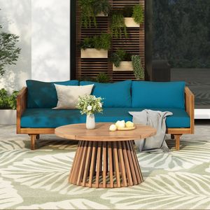 Claremont 3-Seater Daybed and Acacia Wood <b>Table</b> Elegant <b>Garden</b> Patio Furniture Set - Product Image 1