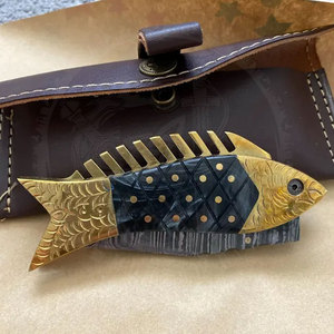 Couteau à poisson pliant en acier Damas de haute qualité avec manche confortable en os de chameau, meilleur design pour une prise ferme, personnalisable OEM - Product Image 5