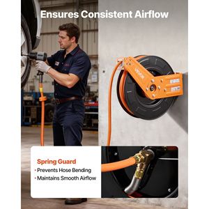 Avvolgitubo Automatico per Compressore d'Aria da 1/2 Pollice x 50 Piedi, Tubo Flessibile in Gomma da 300 PSI Max, Cavo di Alimentazione da 5 Piedi, Prodotto Principale: Cricchetti Pneumatici - Product Image 6