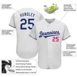 Camiseta de Béisbol Auténtica OMMiZ para Hombre, Antibacteriana, de Primera Calidad, Blanca con Rojo Real, Personalizada - Product Image 2