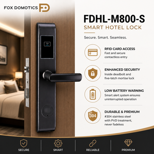 Smart Hotel Door <b>Lock</b> FDHL-M800-S | RFID <b>Key</b> Card <b>Lock</b> | Stainless Steel Digital Hotel <b>Lock</b> | Offline Hotel <b>Lock</b> System | Fox Do - Product Image 2