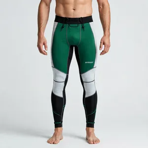 Leggings de compression pleine longueur pour hommes, couleur personnalisée, motif uni, taille à cordon de serrage, pour l'entraînement - Product Image 1