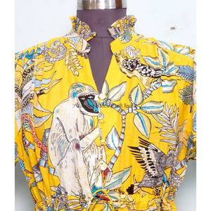 Vestido Mini de Manga Larga con Estampado Floral para Mujer, Estilo Vintage, para Otoño, con Detalles de Botones, 100% Algodón, Silueta en A - Product Image 3