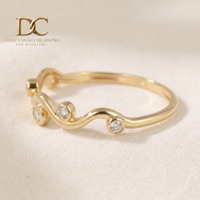 Anillo de banda de oro amarillo macizo de 14 quilates con diamante cultivado en laboratorio para mujer, joyería de lujo, moderna, hecha a mano, fabricante personalizado