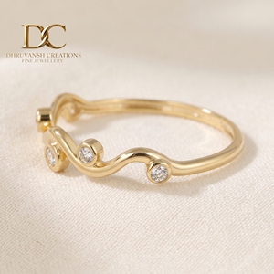 แหวนทองคำแท้ 14KT สีเหลือง ประดับเพชรเพาะเลี้ยงสำหรับผู้หญิง เครื่องประดับหรูหราทันสมัย งานแฮนด์เมด ผลิตตามสั่ง - Product Image 4