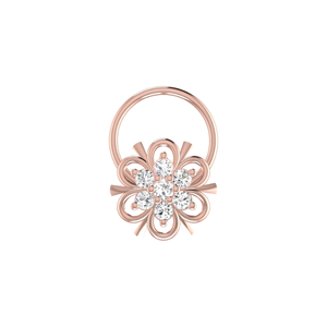 0.09 Carat Natural Diamond Round Brilliant Cut Flower Ethnic 14K Gold Nose Pin HI Color VS-SI Clarity Fine Body Jewelry - Product Image 4