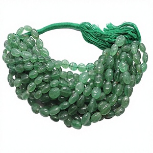 ลูกปัดควอตซ์สตรอเบอร์รี่สีเขียวธรรมชาติทรงรีเรียบขนาด 7x11 มม. ลูกปัดพลอยควอตซ์สตรอเบอร์รี่สีเขียว 16 นิ้ว สำหรับทำเครื่องประดับ - Product Image 1