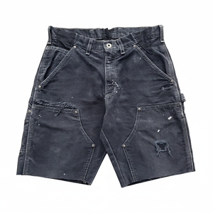 High Street Retro Black Washed Denim Shorts Men's Multi-pocket Distressed Carpenter Shorts <b>for</b> men and women - Product Image 1