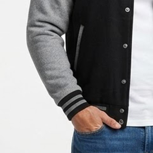 Chaqueta Varsity Negra y Gris para Hombre, Nueva, con Logotipo de Pantera Bordado en el Pecho, Estilo Casual para Otoño, Corte Regular, Cuello Camisero - Product Image 6