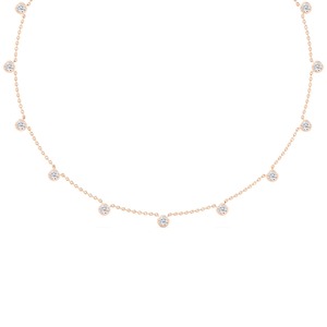 Collar Clásico de Oro Rosa de 9K con Cadena y Diamantes Cultivados en Laboratorio de Corte Redondo, 3.43 CTW - Product Image 2