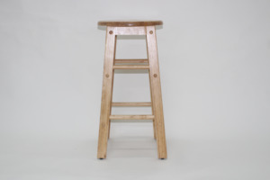 Scandinavian School Water Resistant Eco-Friendly Durable Fixed Armrest Rubber Solid Wood Commercial <b>Bar</b> Stool - Product Image 2