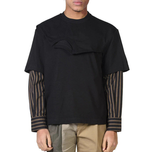 เสื้อยืดแขนยาวผู้ชายทรงหลวม ผ้าฝ้าย 100% ทรงปกติ สไตล์สตรีทแวร์ คอโอ แขนสองชั้น ระบายอากาศได้ดี หรูหรา - Product Image 3