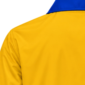 เสื้อแจ็คเก็ตวาร์ซิตี้สีเหลืองสำหรับผู้หญิง ปกสีน้ำเงินรอยัล ตัวอักษรกรีก กระดุมแป๊กด้านหน้า ลายทาง แขนยาว ดีไซน์เสื้อโค้ทแฟชั่นสไตล์วิทยาลัย - Product Image 5