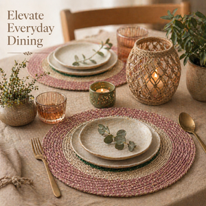 Vente en gros de tapis de table en jonc de mer multicolores |   Set de table fait main en fibres naturelles, décoration murale |   Artisanat indien de qualité export - Product Image 5