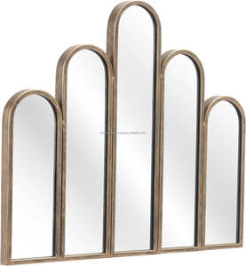 Miroir mural intérieur de salle de bain en métal poli, moderne, de luxe, indien, tendance, best-seller, éco-responsable, artisanal, avec éclairage - Product Image 1