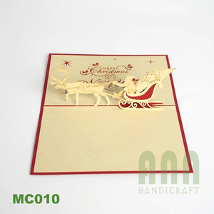 Cartes de vœux personnalisées en 3D avec impression de Père Noël, estampage à chaud doré, finition vernissage UV, papier 'Merci', souvenir de Noël - Product Image 3