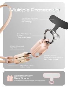 Lisen 60W USB C Cáp điện thoại dây buộc sạc nhanh 2 trong 1 dây đeo cổ tay điện thoại di động Tether cho tay du lịch miễn phí ngoài trời - Product Image 5