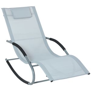 Grey <b>Zero</b> <b>Gravity</b> Rocker with Detachable Pillow Reclined Relaxation Patio <b>Chair</b> - Product Image 1