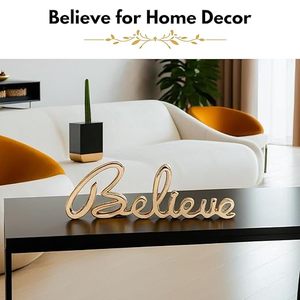 Décoration Murale Autonome en Métal avec Lettres 'Believe' pour la Maison, le Salon, le Bureau ou comme Accent de Table - Product Image 3