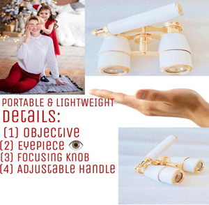 Binoculares blancos de cristal de ópera de nácar de latón náutico hechos a mano con Funda de cuero decorativa para regalos - Product Image 3