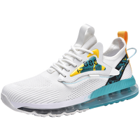 Chaussures de sport pour hommes grandes tailles, noires/bleues, à lacets, avec empeigne en mesh respirant et amortissante, logo personnalisé OEM, toutes saisons