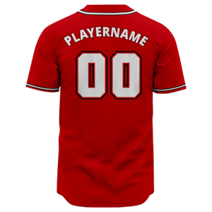 Maillot de baseball rouge à manches courtes, boutonné, uniforme d'équipe personnalisé, respirant, en polyester, chemise de sport athlétique - Product Image 5