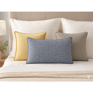 TNT Yarn Dyed Cushion Cover | Premium Solid Decorative Throw Pillow Cover <b>with</b> Contrast Piping for <b>Sofa</b>, <b>Bed</b> & Home Decor - Product Image 1