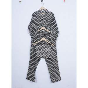 Conjunto de Pijama Elegante para Mujer, Estampado Floral a Mano, de Algodón, Casual, de Manga Larga, Cómodo, para Novia, Vestido de Noche, Suave y Transpirable - Product Image 5