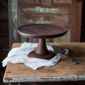 Round Shape Wooden Cake Stand With Elevated Base For Elegant Party Cake Presentation - Product Image 2
