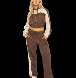 Custom Nylon Tracksuit Waterproof Windbreaker Ladies OEM Crop Hoodie Gym Workout Tracksuit For Women's - Product Image 1