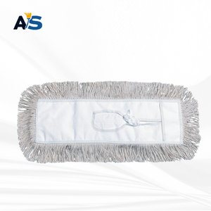 A&S Durable 5x16 Natural White Dust <b>Mop</b> Synthetic Cotton Fibers Cut-End Design White Backing Multi-Floor Cleaning Aluminum - Product Image 1
