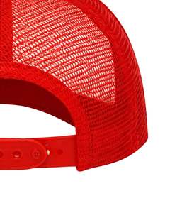 Gorra de camionero roja y blanca personalizada, ajustable, transpirable, de malla, con logo personalizado, snapback, lisa, de poliéster, deportiva. - Product Image 6