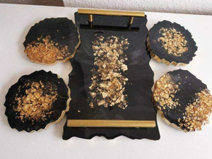 Plateau de service rectangulaire en résine époxy personnalisé en gros avec décorations artisanales, design côtier, qualité supérieure, pour usage mural - Product Image 6