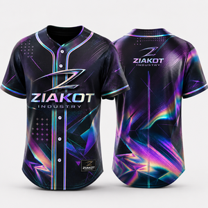 ZIAKOT Maillot de baseball pour homme, sublimé, manches courtes, coupe classique, évacuation de l'humidité, imprimé géométrique, vêtements de sport toutes saisons - Product Image 1