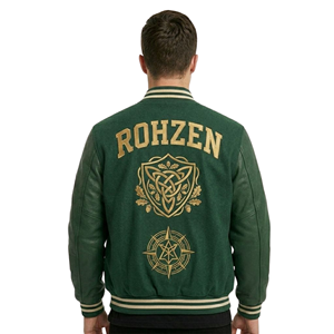 High Quality ODM OEM Customized Premium Letterman <b>Jacket</b> Wool Body Leather Sleeves Gold Embroidered Varsity <b>Jacket</b> - Product Image 5