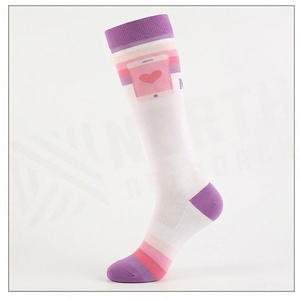 <b>Knee</b> <b>High</b> <b>Socks</b> Geometric Pattern White Pink Breathable Knitted for Adults Casual Summer Style - Product Image 3