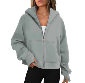 Sudaderas con Cremallera para Mujer, las Más Vendidas, Impresión Personalizada, Venta al Por Mayor de Fábrica, Transpirables, 100% Algodón, Diseño de Hombros Caídos para Invierno - Product Image 1