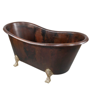 Baignoire autoportante en cuivre antique, écologique, pour usage domestique et hôtelier, robinet inclus, accoudoirs - Product Image 1