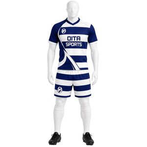 Ensemble de rugby bleu roi et blanc pour hommes, maillot et short, tenue d'équipe athlétique professionnelle, uniforme de sport léger et respirant - Product Image 1