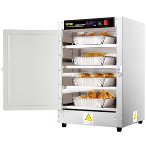 Scaldavivande professionale da banco 40x40x60 cm con vassoio per acqua e quattro vaschette usa e getta per catering, ideale per pizza e altri alimenti - Product Image 1