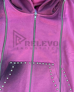 New Winter Printed Rhinestone Men's Customized Tracksuit Acid Wash Design 100% Cotton Quick-Dry Breathable <b>Sweatsuit</b> - Product Image 3