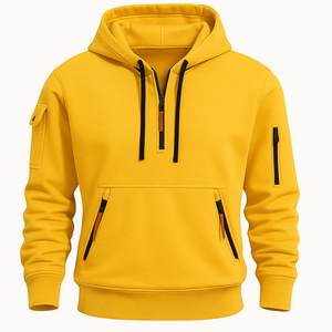 เสื้อสเวตเชิ้ตมีฮู้ดสีเขียวสำหรับผู้ชาย ทรงปกติ สวมใส่สบายๆ ในฤดูใบไม้ร่วง มีดีไซน์กระเป๋า ผลิตจากผ้าถัก - Product Image 5