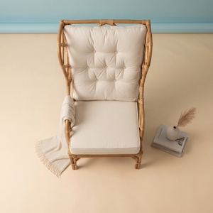 Handcrafted Natural Rattan Eco-Friendly Ergonomic <b>Dining</b> Chair Comfortable Soft Tufted Cushion Modern Scandinavian Living Room - Product Image 5