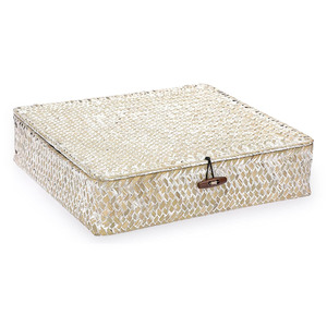 Home organizer seagrass foldable boxes rectangular <b>square</b> raffia woven lidded packaging box with custom logo - Product Image 1