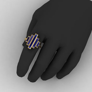 Anillo de Lujo de Plata 925 con Zafiro Azul Vintage y Cuarzo, Corte Baguette, Engaste de Bisel, Anillo de Boda, Joyería Fina, Regalo para Mujer - Product Image 6