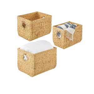 Lot de 3 paniers de rangement en jacinthe d'eau vietnamienne pour la chambre, le salon, la salle de bain ou le couloir - Product Image 2