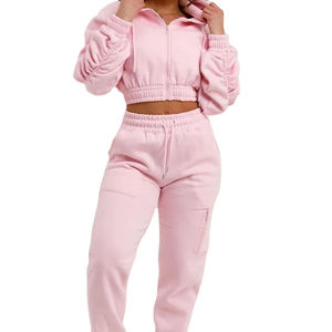 Conjunto Deportivo de 2 Piezas para Mujer, Sudadera Corta Estilo Vintage, Pantalones Joggers, Felpa Transpirable 100% - Product Image 2